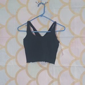 Spiritual Gangster Row Seamless Ribbed Crop Brami Low Impact Bra Black M / L NWT